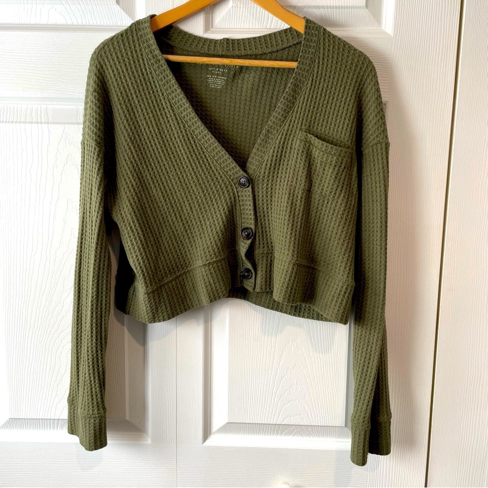Américain 🇺🇸 eagle 🦅 olive over sized crop cardigan size xtra small